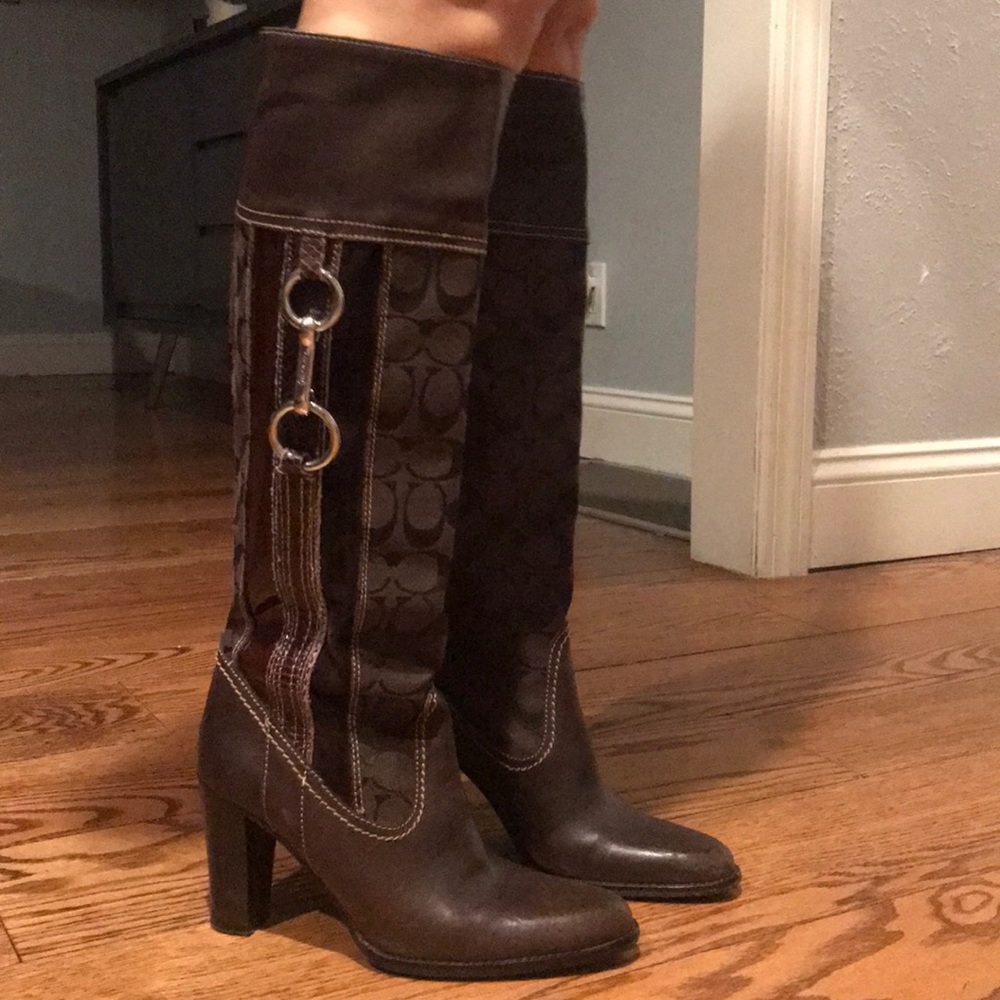 Authentic brown Coach knee high boots